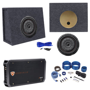 Kicker 43CVT104 COMPVT 800w 10" Slim Subwoofer+Sealed Sub Box+Amplifier+Amp Kit