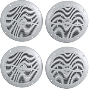 (4) Rockville RMC65S 6.5" 1200 Watt Waterproof Marine Boat Speakers 2-Way Silver