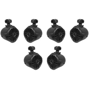 (6) Rockville RWB70B Black 6.5" 250w Marine Wakeboard 360° Swivel Tower Speakers