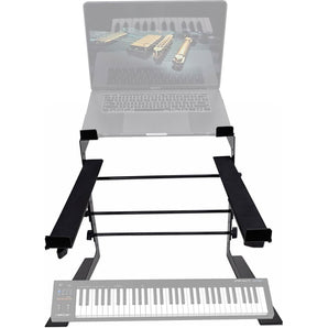 Rockville Dual Shelf Laptop+Controller Stand for Nektar Impact GX61 Keyboard