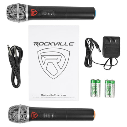 (2) VRTX215LED Dual 15" 1800W LED Karaoke Speakers w/Receiver & (2) Wireless Mics