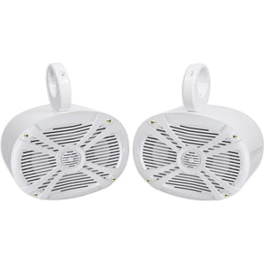 Pair Rockville 6x9" 1000w Waterproof Marine Boat Tower Wakeboard Speakers White