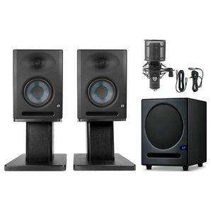 Pair Presonus Eris E5 XT 5.25" Studio Monitors+Stands+8" Subwoofer+Microphone