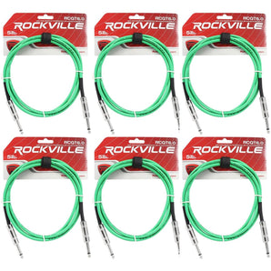 6 Rockville RCGT6.0G 6'  1/4" TS to 1/4'' TS Guitar/Instrument Cable