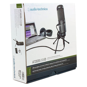 Audio Technica AT2020USB+ Podcast Podcasting Microphone+Headphones+Boom Arm