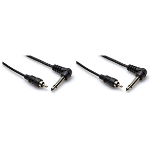 2 Hosa CPR-103R 1/4" TS Right Angle RCA Unbalanced Interconnect Audio Cables