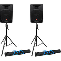 (2) RPG15 15" Powered 1000W DJ PA Speakers+Crank-Up Speaker Stands