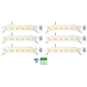 (6) Rockville BEST STRIP 60 White Rechargeable Wash Light Bars w/Wireless DMX