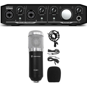 Mackie Onyx Producer 2.2 2x2 USB MIDI Recording Studio Interface+Mic+Cable+Mount