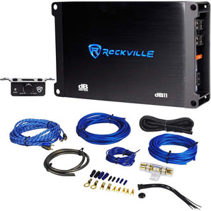 Rockville dB11 1400w Peak/350 watt RMS Mono 2-Ohm Amplifier Car Amp+Bass Remote
