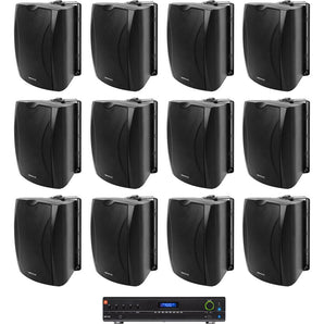 JBL VMA1120 70v Bluetooth Amplifier+12) Black 5.25" Wall Speakers For Restaurant