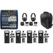 AR8 8-Channel Mixer Bundle with 4 Handheld Microphones, Headphones and Travel Backpack