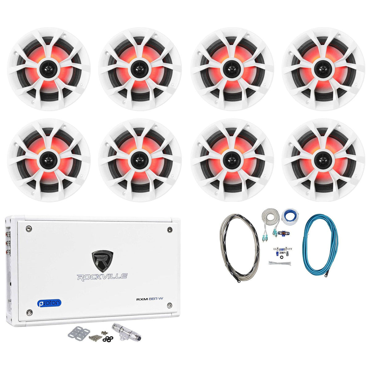 RKL65MBW 8-Pack + RXM8BTW Bluetooth Amplifier + RMWK4 Kit Bundle