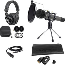PC Podcasting Bundle with ATM510 Microphone, Shock Mount Stand and Headphones