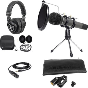 Audio Technica ATM510 PC Podcasting Podcast Bundle Microphone+Stand+Headphones