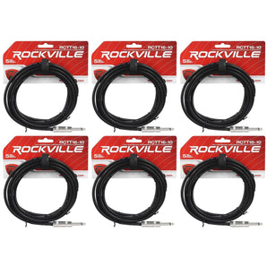 6 Rockville RCTT1610 10' 16 AWG 1/4" TS to 1/4" TS Pro Speaker Cable 100% Copper