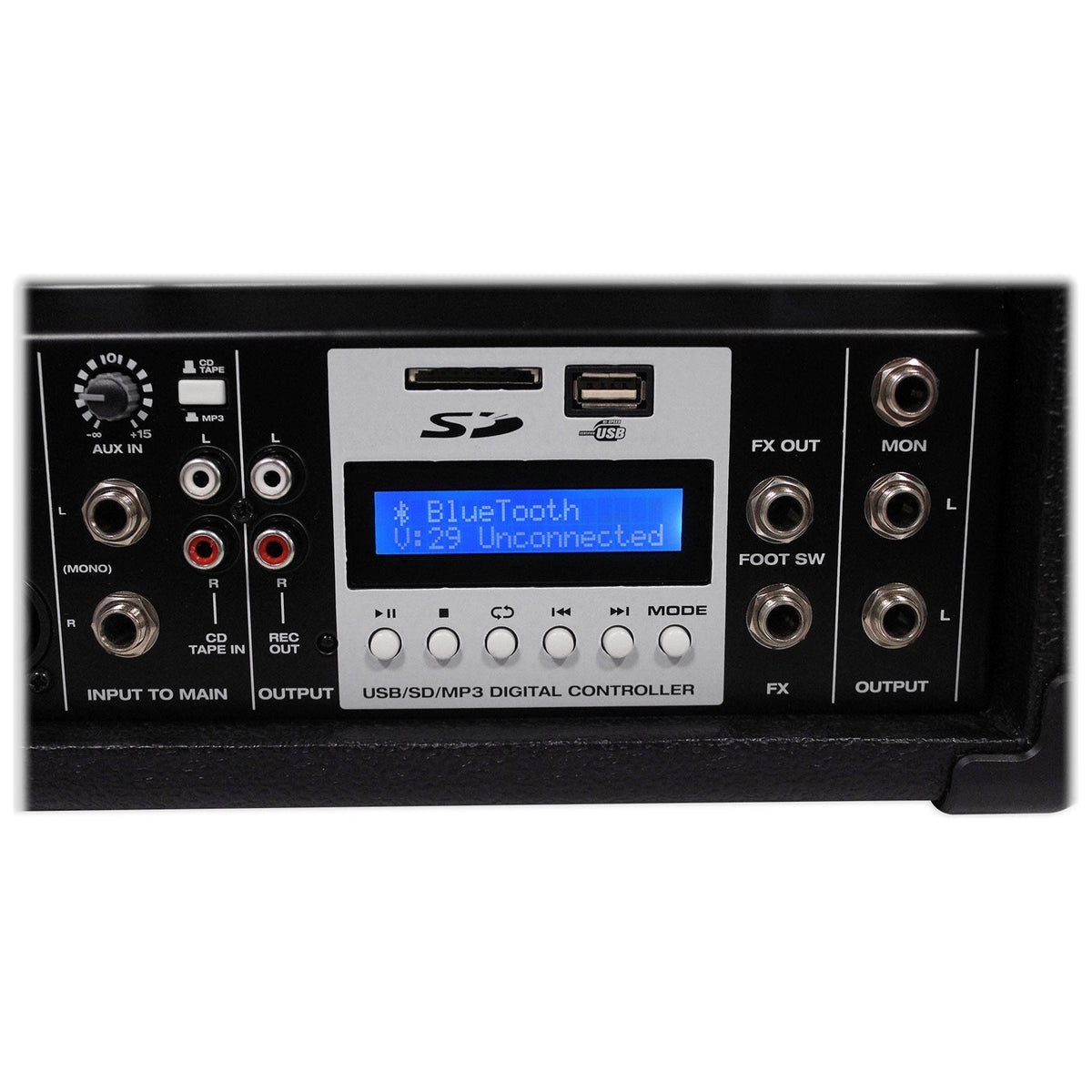 Rockville RPM109 4800w 12-Ch. Powered Pro Mixing Amplifier, 7 Band EQ, FX, USB