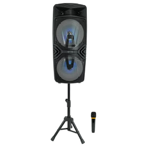 Technical Pro Dual 8" Rechargeable Karaoke Machine System w/Stand+Wireless Mic
