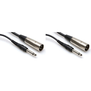 2 Hosa PXM115 1/4" TS - XLR Male 15 Foot Unbalanced Audio Cables