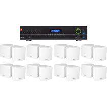 VMA1120 Commercial Amplifier + (16) Cube 3.5" White Wall Speakers
