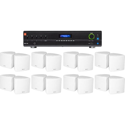 VMA1120 Commercial Amplifier + (16) Cube 3.5" White Wall Speakers