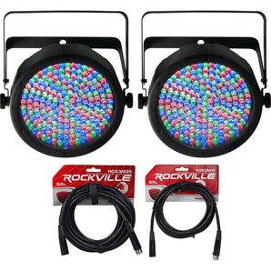 (2) Chauvet SlimPAR 64 Compact DMX LED Wash Light + FREE 25FT + 10FT DMX Cable