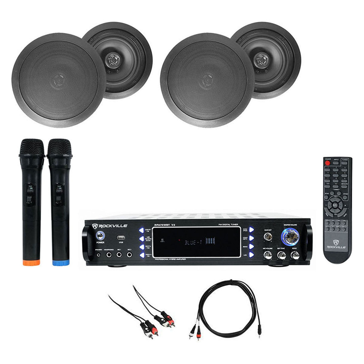 RPA70WBT 4-Pack + HC655 Black In‑Ceiling Speakers Bundle