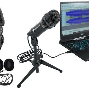 Rockville Z-STREAM Live Streaming USB Computer Microphone Mic+Stand+Headphones