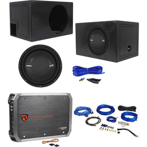 Polk Audio MM 1242 SVC 12” 1260w Car Subwoofer Sub+Vented Box+Amplifier+Amp Kit