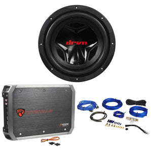 JVC CS-G1210 12" 1200W Subwoofer+Rockville RXA-T1 1500W 2 Chan Amplifier+Amp Kit