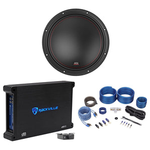 MTX 7512-44 12" 1500 Watt Car Audio Subwoofer DVC 4-ohm+Mono Amplifier+Amp Kit