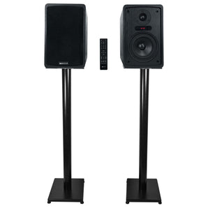 Rockville ELITE-5B 5.25" Powered Bookshelf Speakers Bluetooth/Optical+37" Stands