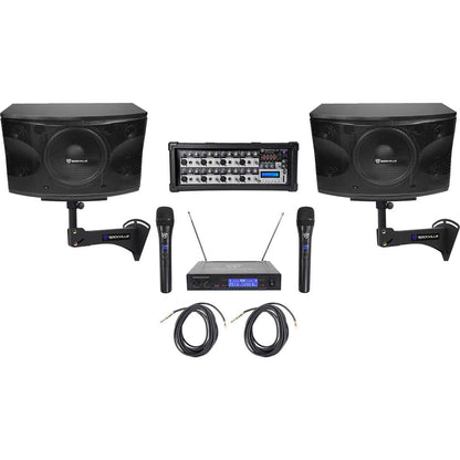 KPS12 12" Karaoke Speakers 2-Pack + RPM85 Mixer + Wireless Mics Bundle