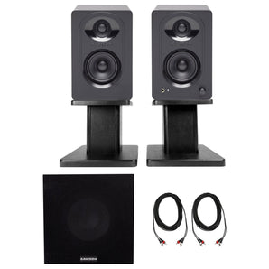 Samson M30 3" Podcasting Podcast Recording Monitors+Stands+Subwoofer
