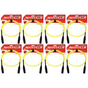 8 Rockville RCXFM3P-Y Yellow 3' Female to Male REAN XLR Mic Cable 100% Copper