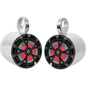 Pair Rockville 8" 900 Watt Marine Boat Aluminum Wakeboard Tower Speakers w/ LED's