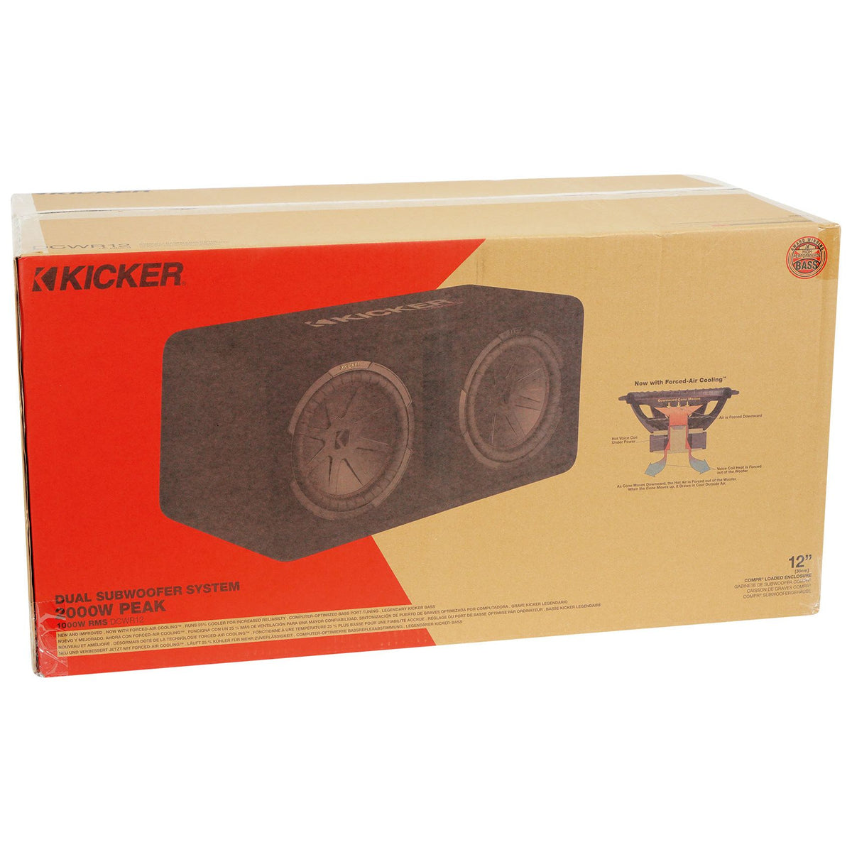 48DCWR122 Dual 12" Subwoofer Enclosure + Mono Amplifier + Amp Kit