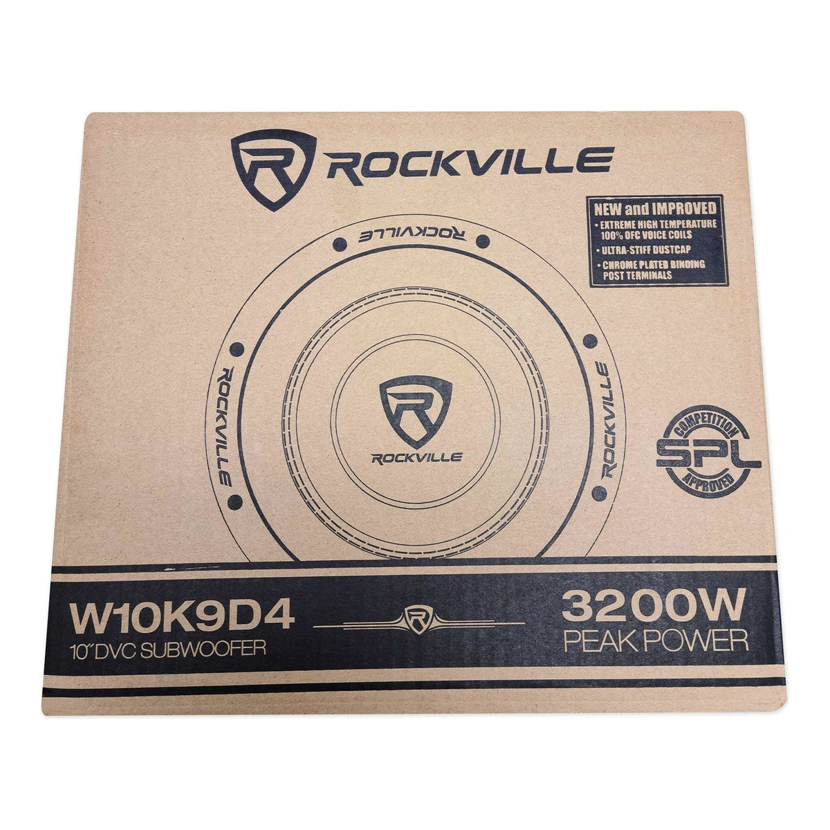 Rockville W10K9D4 10" 3200 Watt Car Audio Subwoofer+Mono Amplifier+Amp Kit