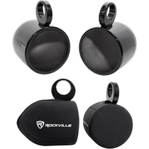 MAC80B 7.7" Black Aluminum Wakeboard Tower Speaker Pods + Covers