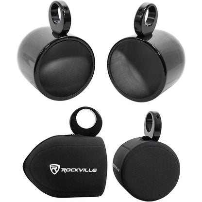 MAC80B 7.7" Black Aluminum Wakeboard Tower Speaker Pods + Covers