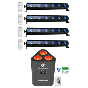 (4) American DJ ADJ UB 6H 22.5" RGBAW+UV LED DMX Wash Light Bars+Wireless Light