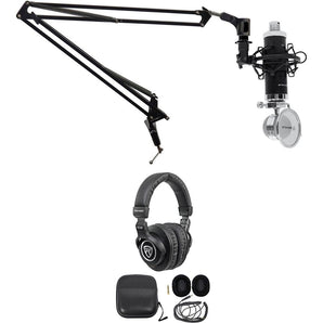 Rockville PC Gaming Streaming Twitch Bundle RCM03 Microphone+Headphones+Boom Arm