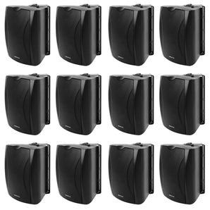 12 Rockville WET-5B 70V 5.25" IPX55 Black Commercial Indoor/Outdoor Wall Speakers