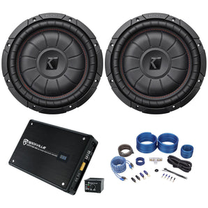 2 Kicker 43CVT102 COMPVT 10" 1600w Shallow Car Subwoofers+Mono Amplifier+Amp Kit