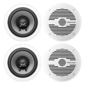 (4) Boss Audio MR60W 6.5" 200 Watt White Marine 2-Way Boat Speakers