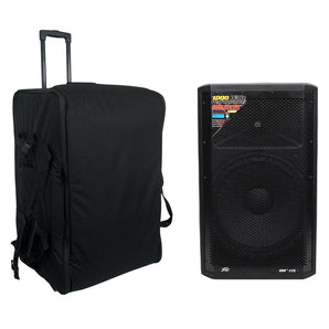 Peavey DM 115 15" 1000 Watt Active Powered DJ PA Speaker+Rolling Travel Bag