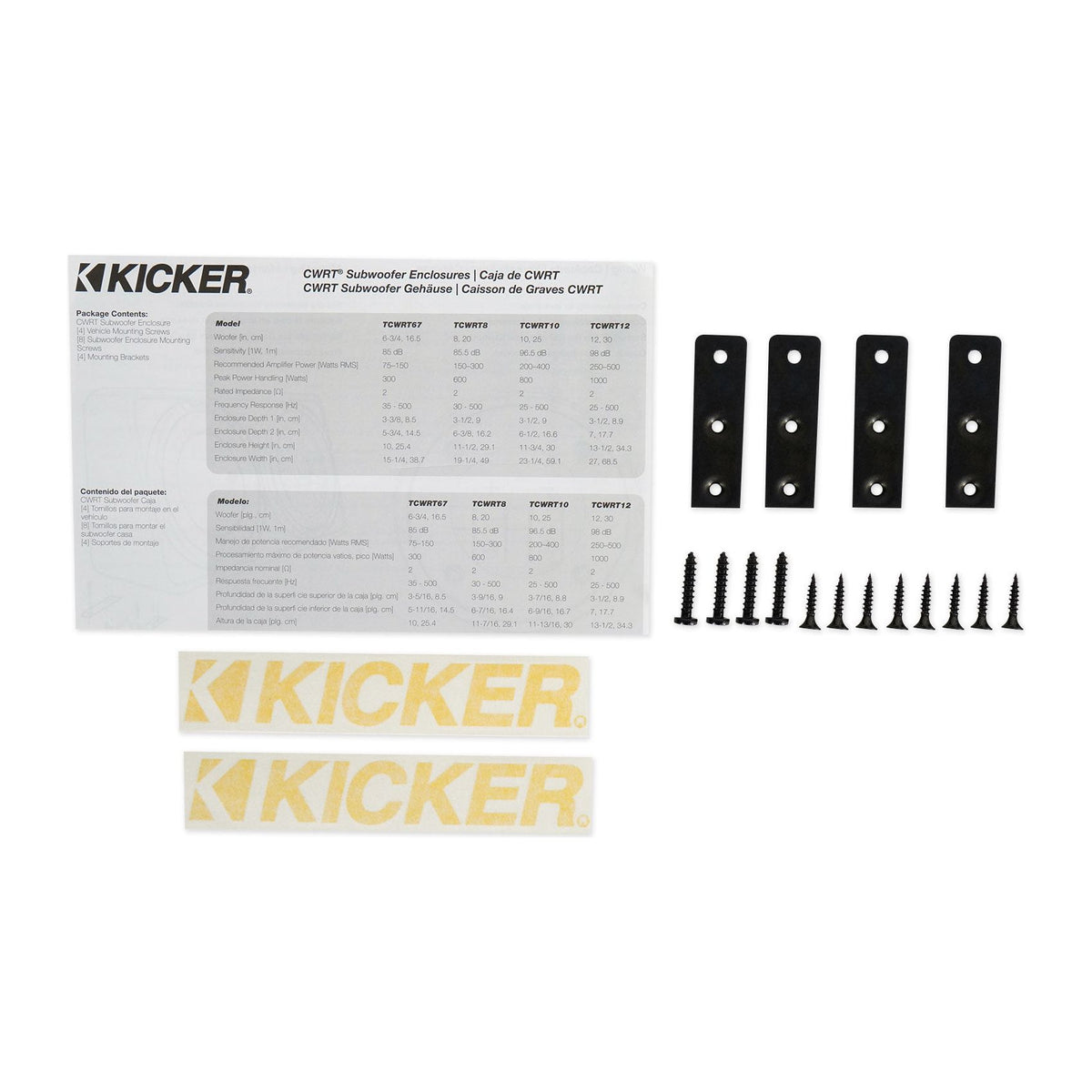 KICKER 48TCWRT102 CompRT 10" 800w Slim Car Subwoofer+Sub Box Enclosure COMPRT10