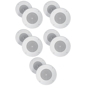 (10) Rockville MC80 Metal 8" 70 Volt Commercial Background PA Ceiling Speakers