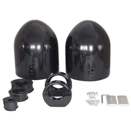 MAC80B 7.7" Black Aluminum Wakeboard Tower Speaker Pods+Covers