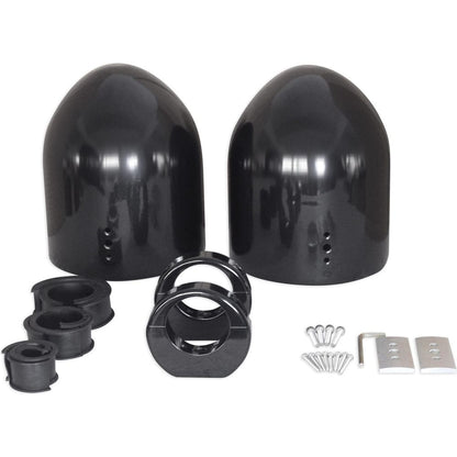 MAC80B 7.7" Black Aluminum Wakeboard Tower Speaker Pods + Covers